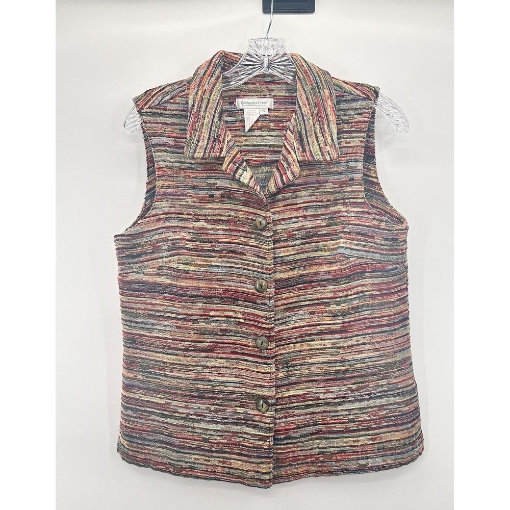 Coldwater Creek Womens Fall Colored Collared Vest with Side Slits‎ Size Small